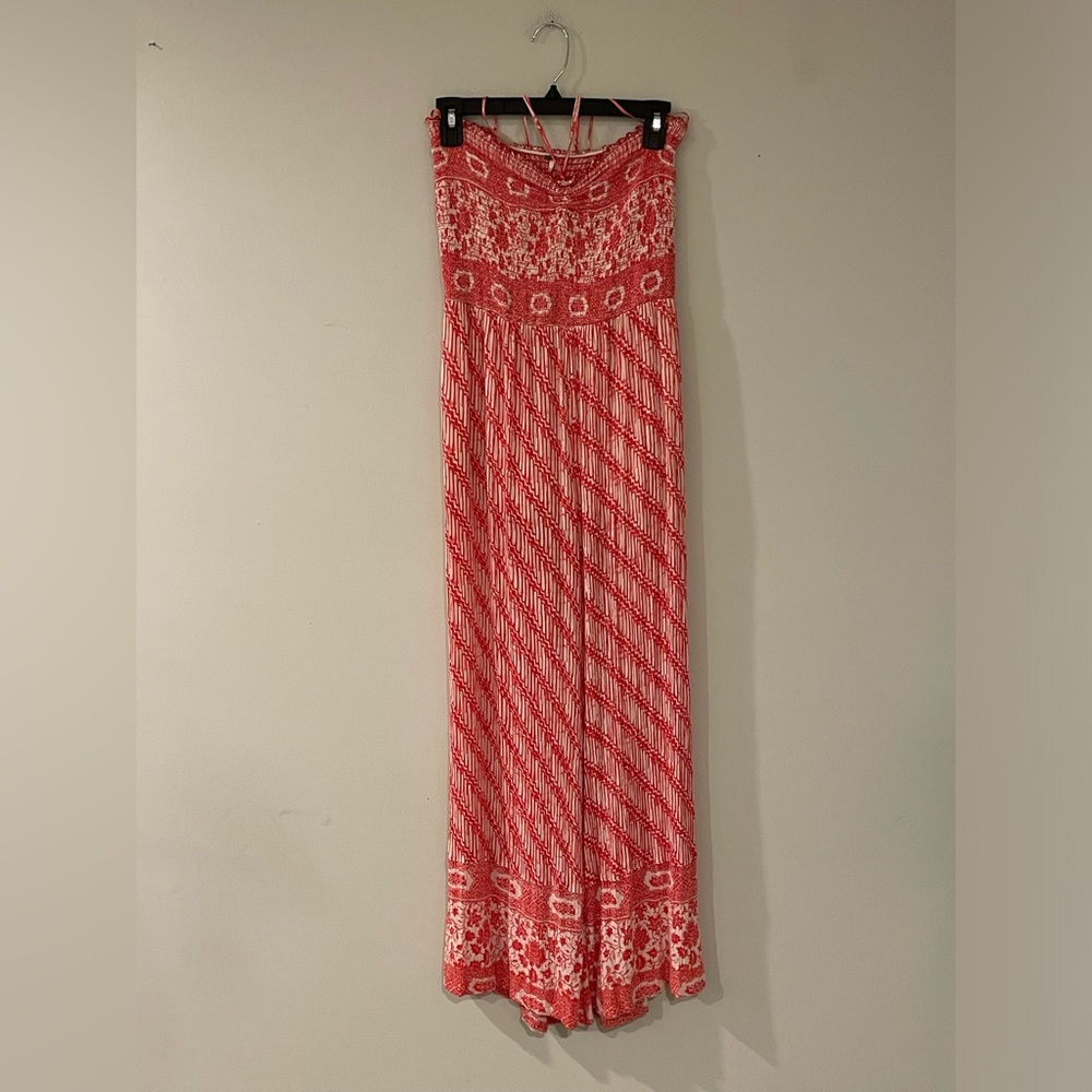Free People Tube top, halter wide leg romper